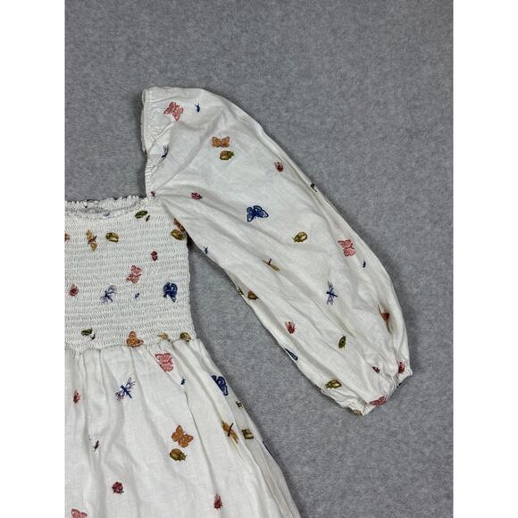 Reformation Womens Size S Greyson Linen Long Sleeve Mini Dress Butterfly Bugs - Picture 13 of 14